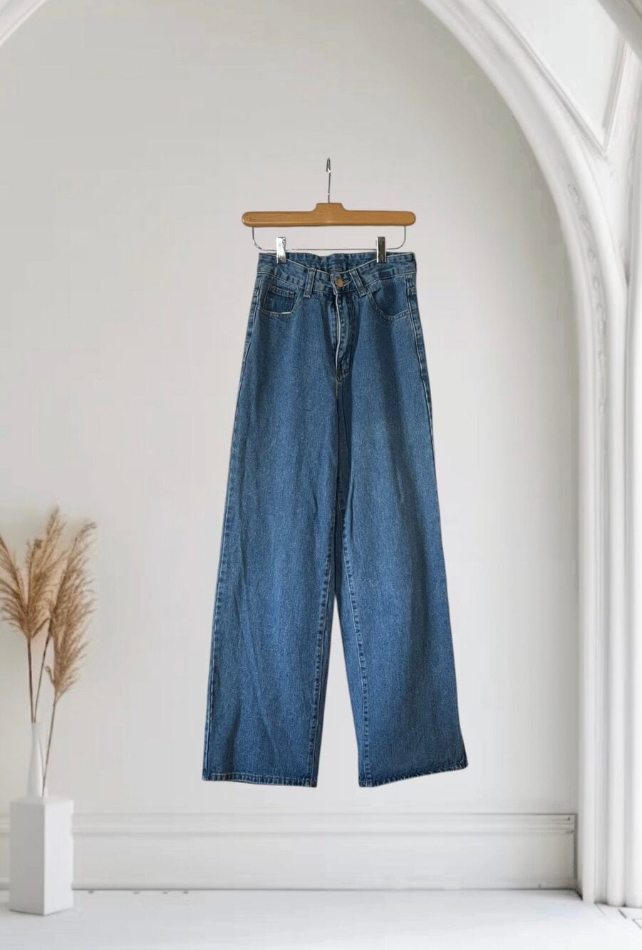Ladies XS Denim Blue Flare Bootcut Baggy Jeans